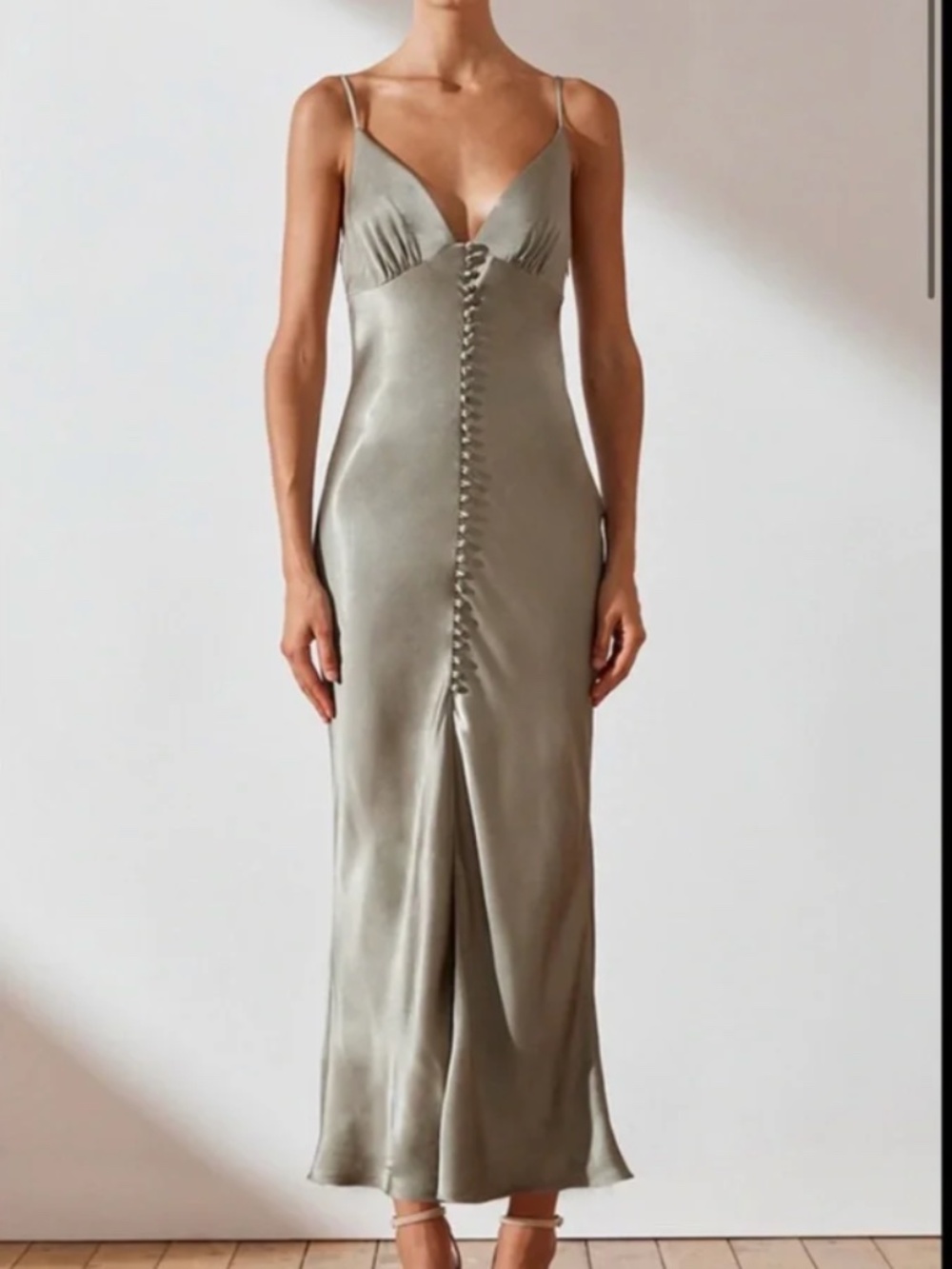 SHONA JOY LA LUNE | Bias Slip Dress | Sage | Size 2